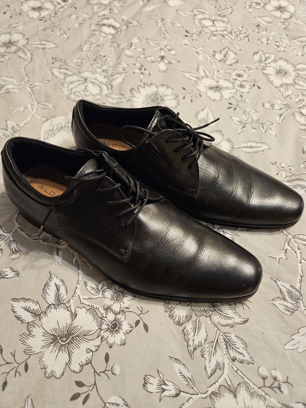 Aldo Black Leather Lace-Up Derby Dress Shoes 10.5